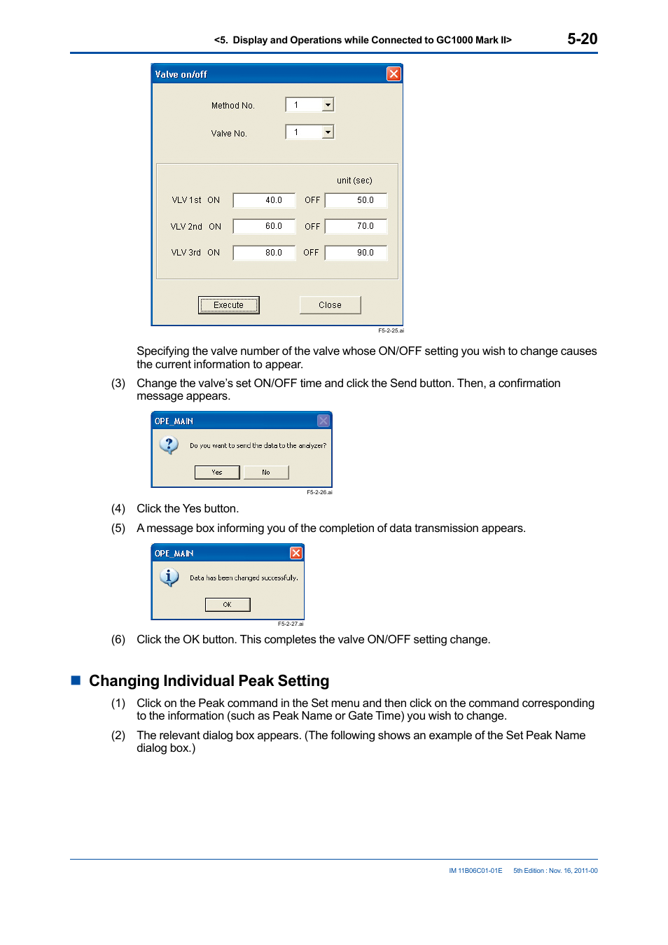 Nchanging individual peak setting | Yokogawa GC8000 Process Gas Chromatograph User Manual | Page 130 / 197