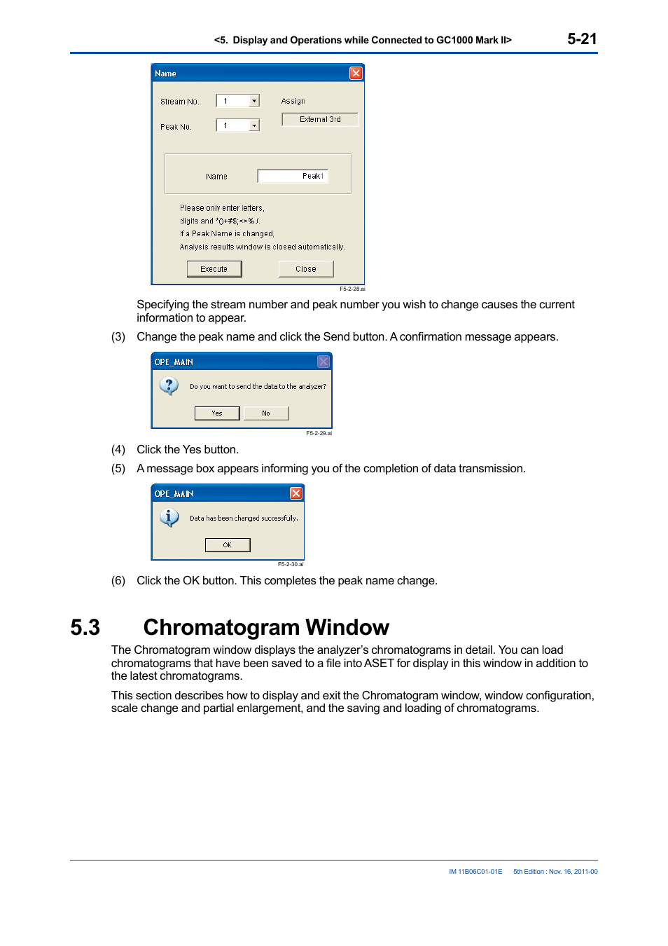 3 chromatogram window, Chromatogram window -21 | Yokogawa GC8000 Process Gas Chromatograph User Manual | Page 131 / 197