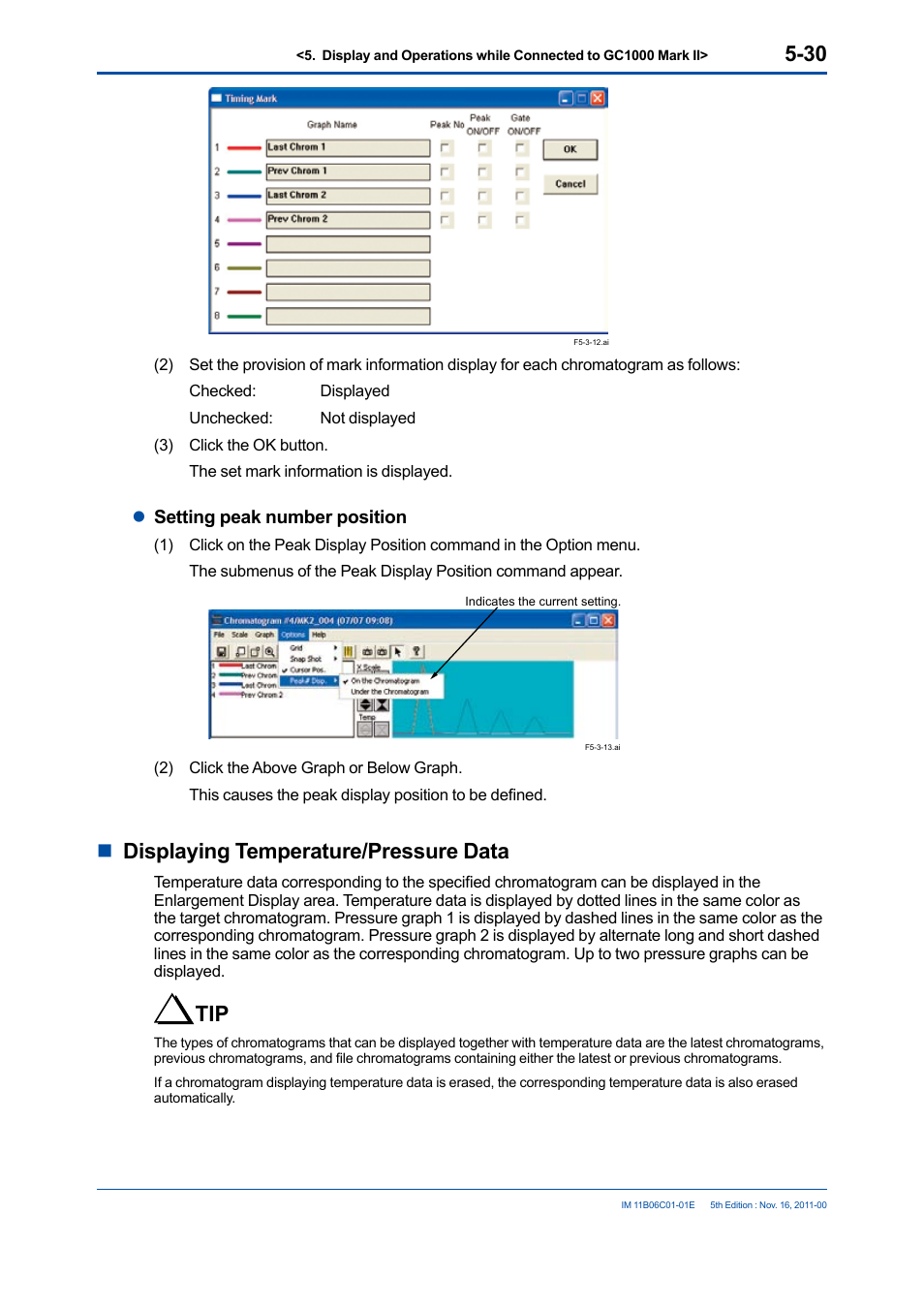 Ndisplaying temperature/pressure data | Yokogawa GC8000 Process Gas Chromatograph User Manual | Page 140 / 197