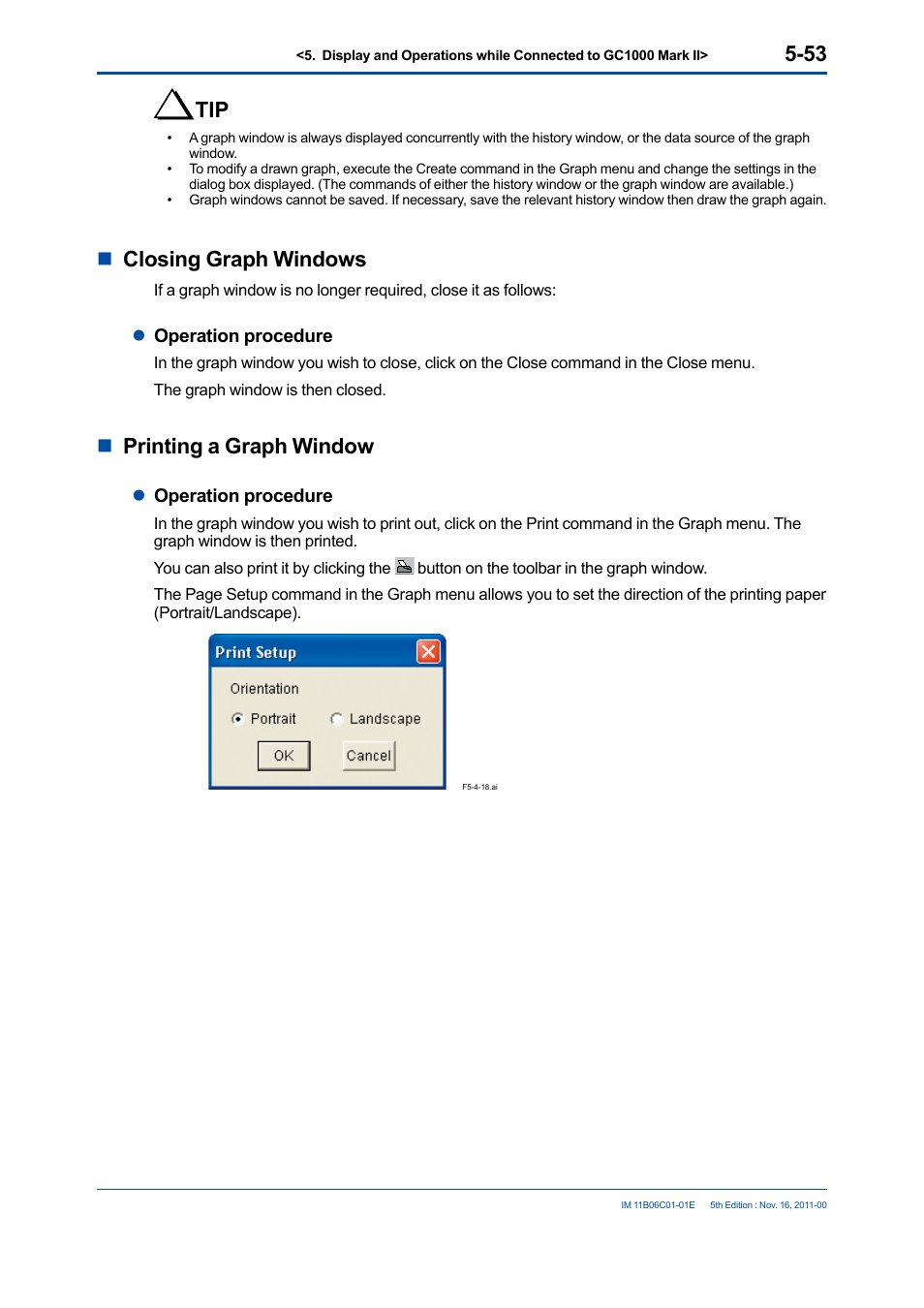 Nclosing graph windows, Nprinting a graph window | Yokogawa GC8000 Process Gas Chromatograph User Manual | Page 163 / 197