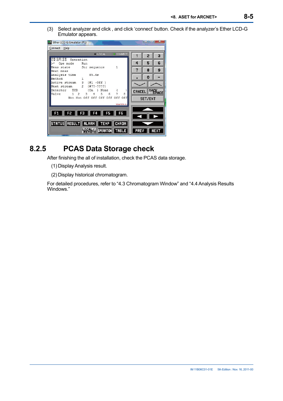 5 pcas data storage check, Pcas data storage check -5 | Yokogawa GC8000 Process Gas Chromatograph User Manual | Page 181 / 197