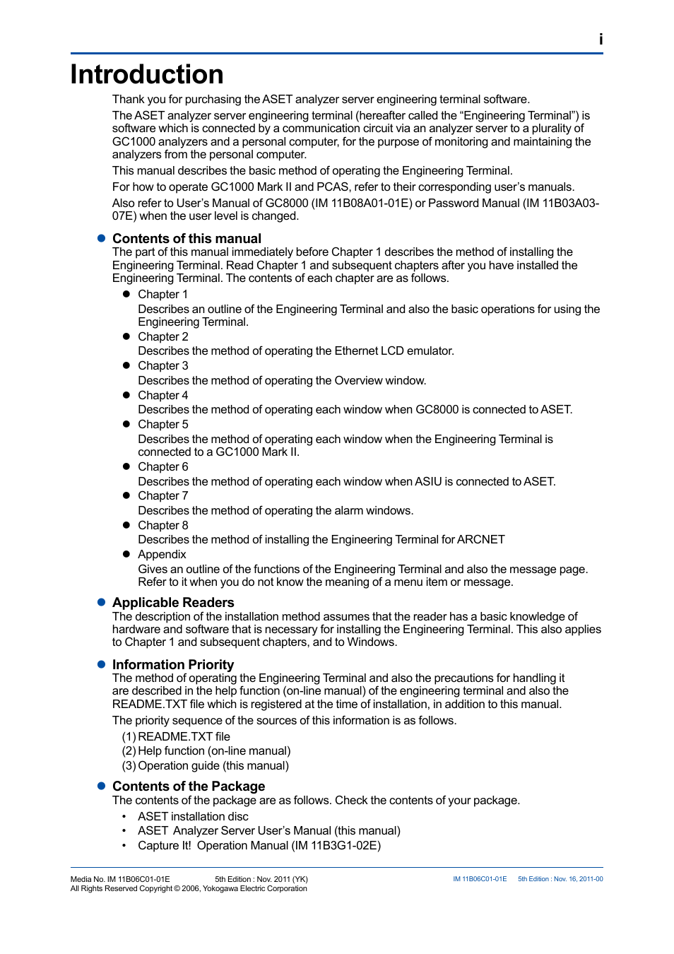 Introduction | Yokogawa GC8000 Process Gas Chromatograph User Manual | Page 2 / 197