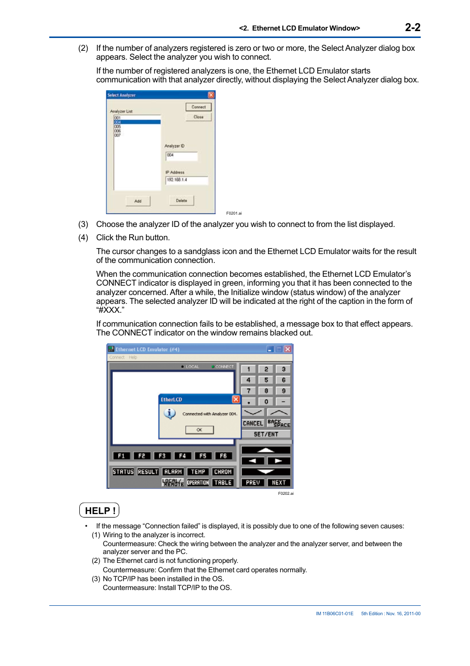 Help | Yokogawa GC8000 Process Gas Chromatograph User Manual | Page 22 / 197