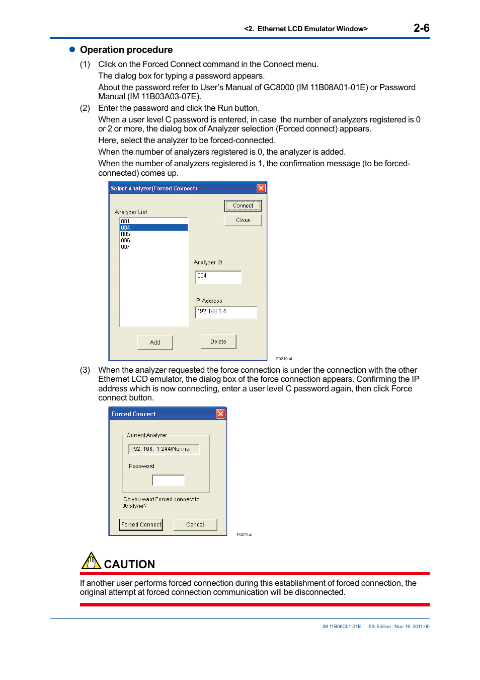 Caution, Loperation procedure | Yokogawa GC8000 Process Gas Chromatograph User Manual | Page 26 / 197