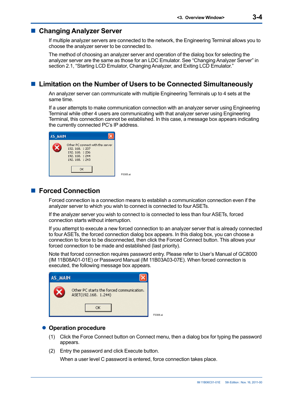 Nchanging analyzer server, Nforced connection | Yokogawa GC8000 Process Gas Chromatograph User Manual | Page 32 / 197