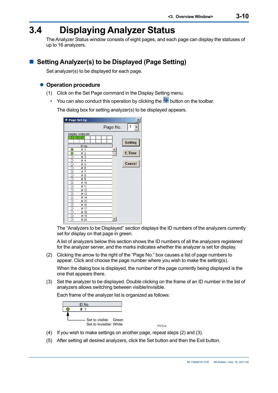 4 displaying analyzer status, Displaying analyzer status -10 | Yokogawa GC8000 Process Gas Chromatograph User Manual | Page 38 / 197