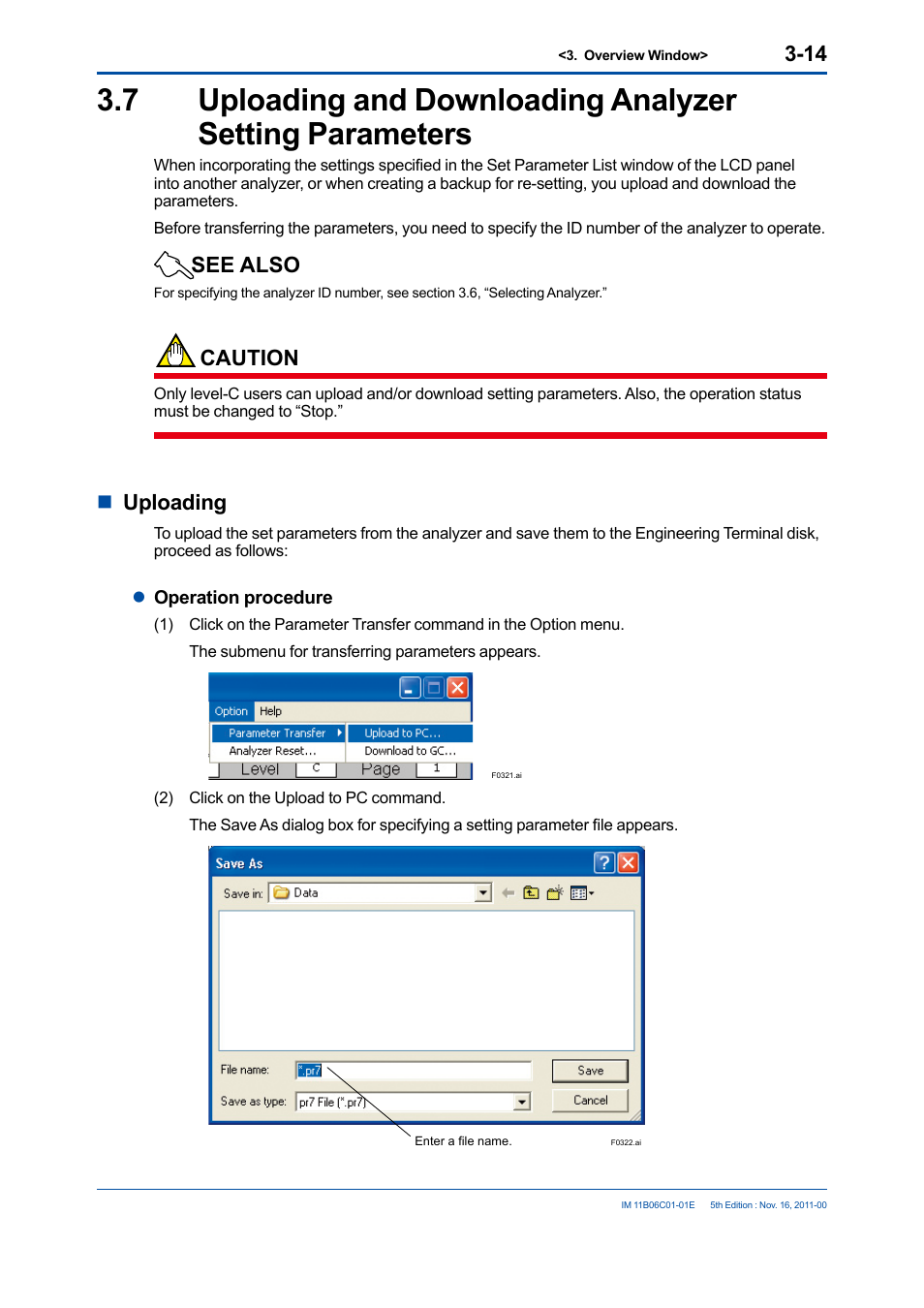 See also, Caution, Nuploading | Yokogawa GC8000 Process Gas Chromatograph User Manual | Page 42 / 197