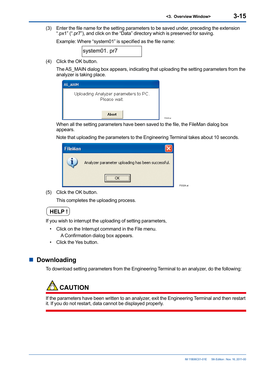 Ndownloading, Caution | Yokogawa GC8000 Process Gas Chromatograph User Manual | Page 43 / 197