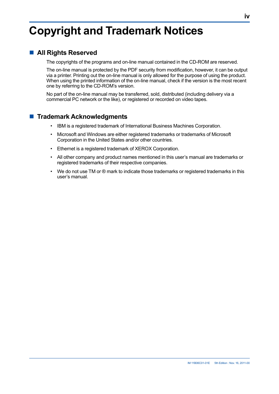 Copyright and trademark notices, Nall rights reserved, Ntrademark acknowledgments | Yokogawa GC8000 Process Gas Chromatograph User Manual | Page 5 / 197