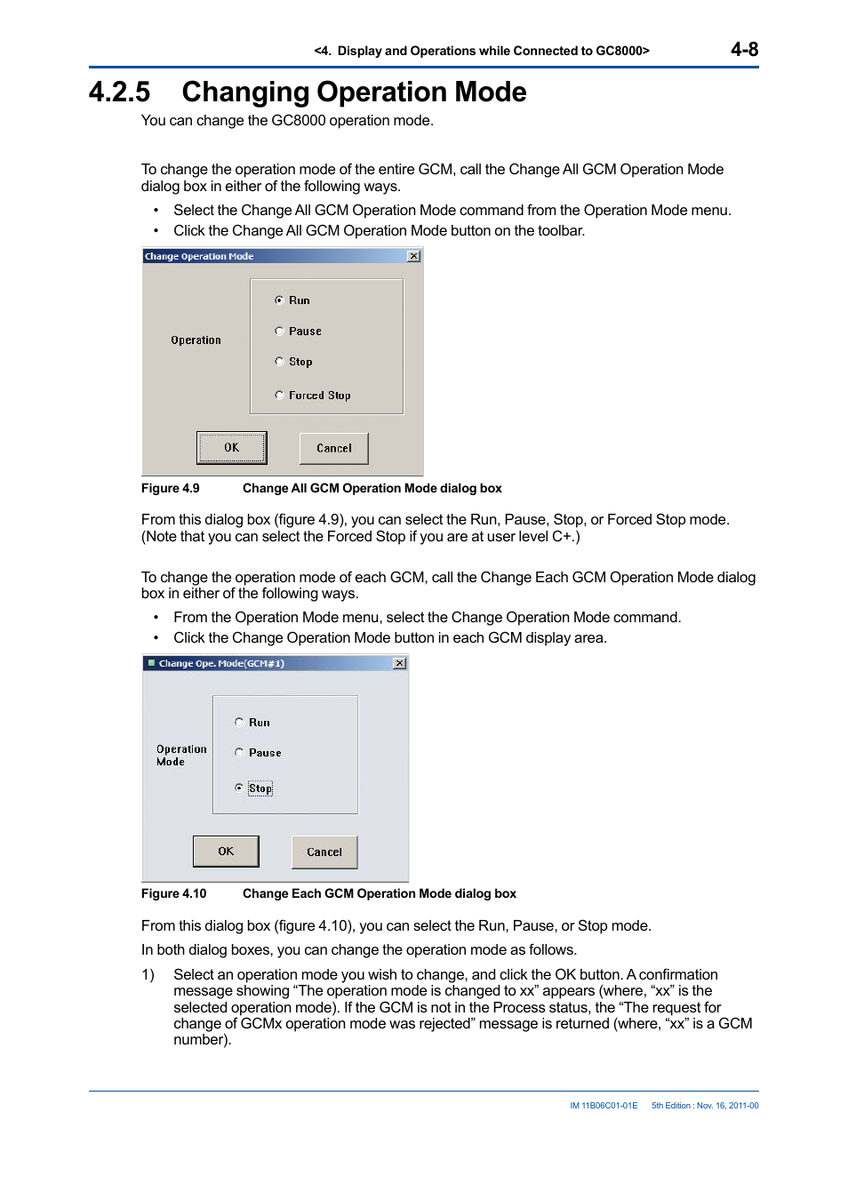 5 changing operation mode, Changing operation mode -8 | Yokogawa GC8000 Process Gas Chromatograph User Manual | Page 55 / 197