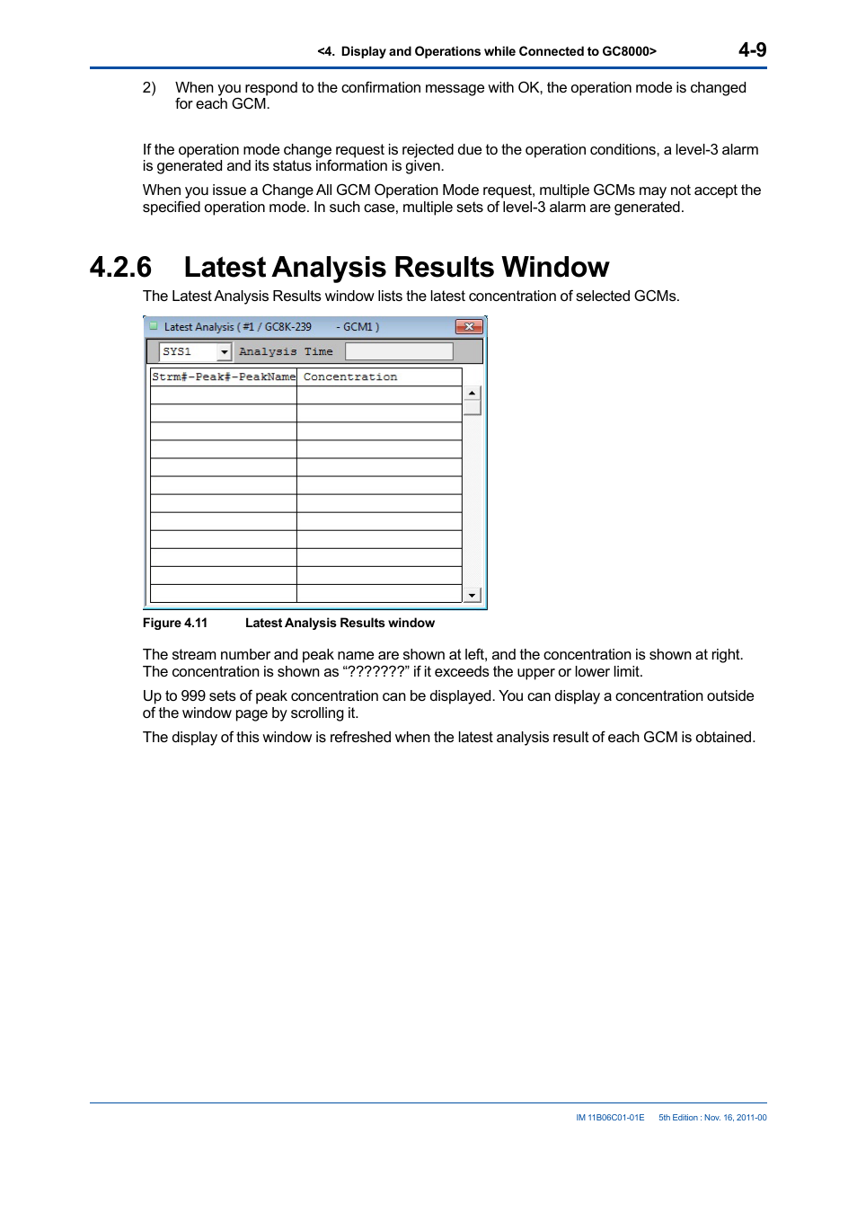 6 latest analysis results window, Latest analysis results window -9 | Yokogawa GC8000 Process Gas Chromatograph User Manual | Page 56 / 197