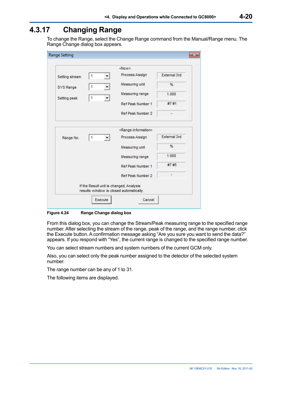 17 changing range, Changing range -20 | Yokogawa GC8000 Process Gas Chromatograph User Manual | Page 67 / 197