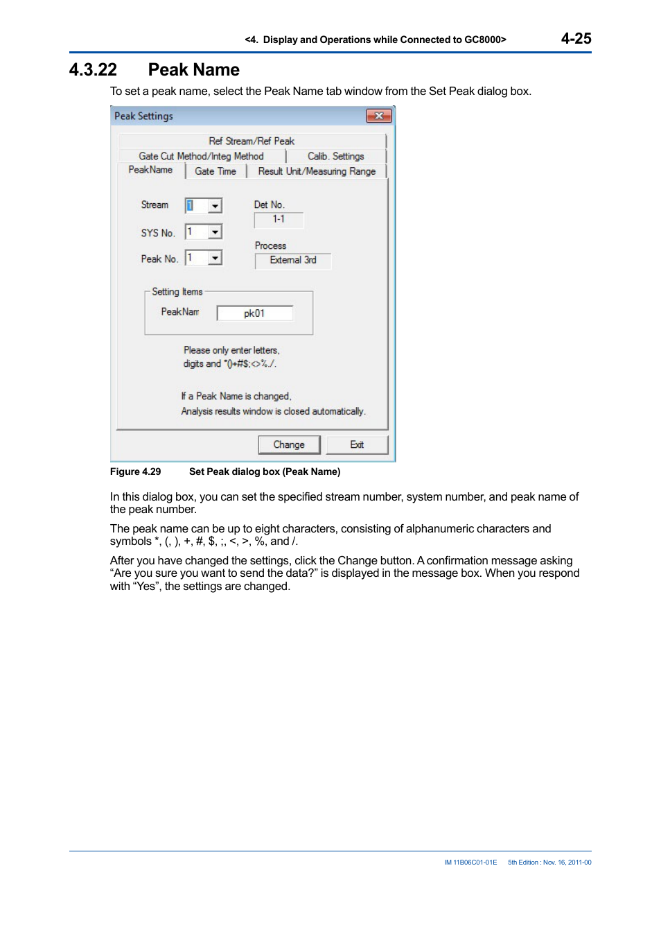 22 peak name, Peak name -25 | Yokogawa GC8000 Process Gas Chromatograph User Manual | Page 72 / 197