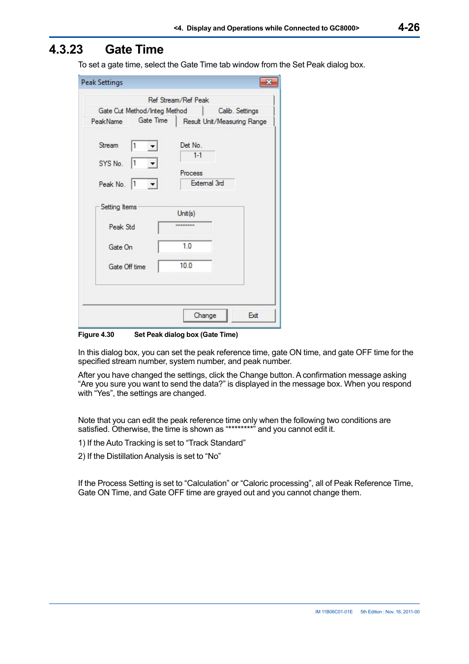 23 gate time, Gate time -26 | Yokogawa GC8000 Process Gas Chromatograph User Manual | Page 73 / 197