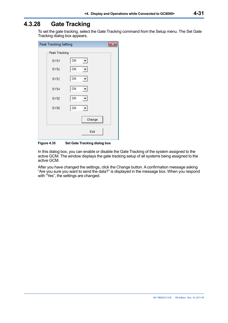 28 gate tracking, Gate tracking -31 | Yokogawa GC8000 Process Gas Chromatograph User Manual | Page 78 / 197