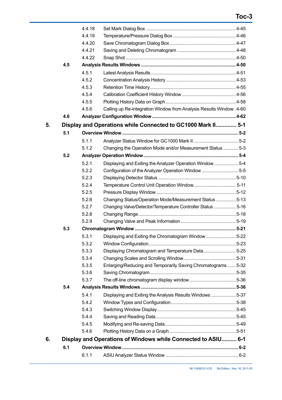 Toc-3 | Yokogawa GC8000 Process Gas Chromatograph User Manual | Page 8 / 197