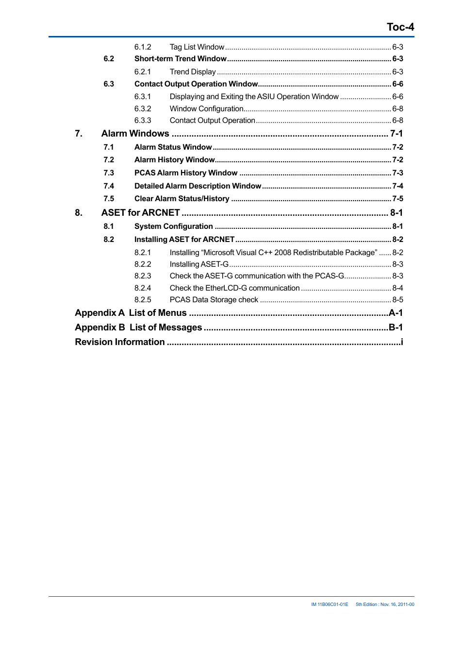 Toc-4 | Yokogawa GC8000 Process Gas Chromatograph User Manual | Page 9 / 197