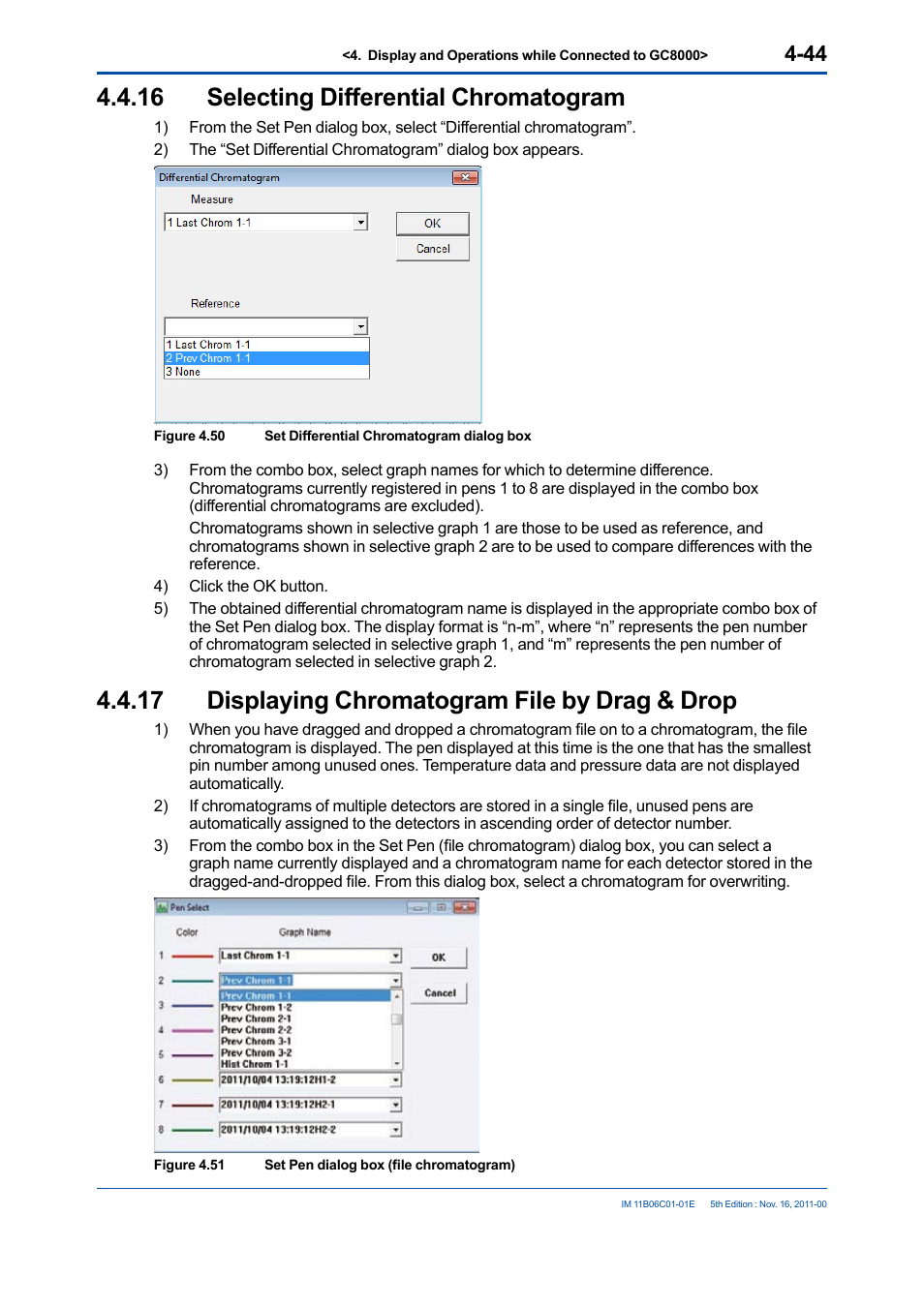 16 selecting differential chromatogram, 17 displaying chromatogram file by drag & drop, Selecting differential chromatogram -44 | Displaying chromatogram file by drag & drop -44 | Yokogawa GC8000 Process Gas Chromatograph User Manual | Page 91 / 197