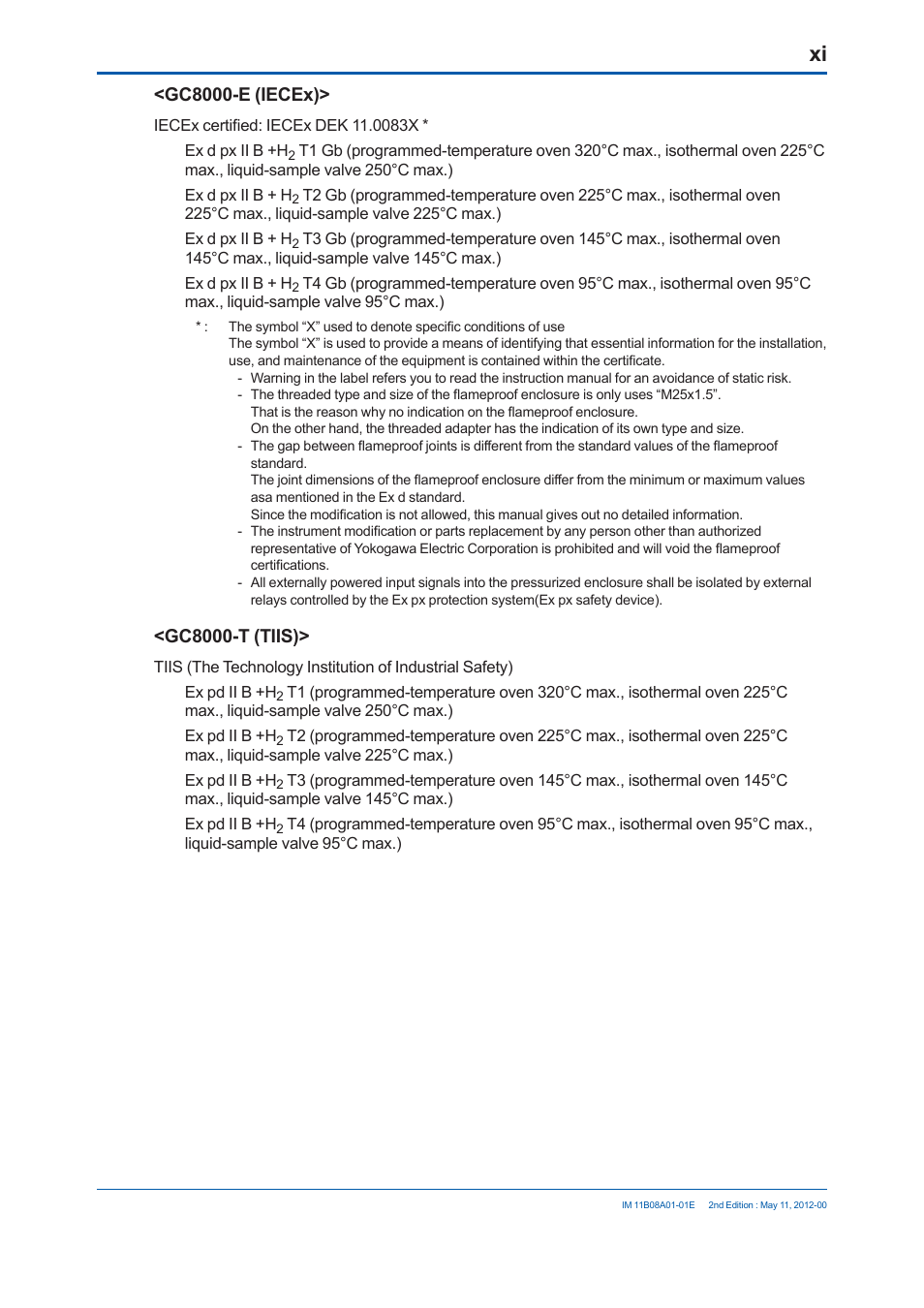 Gc8000-e (iecex), Gc8000-t (tiis) | Yokogawa GC8000 Process Gas Chromatograph User Manual | Page 12 / 537