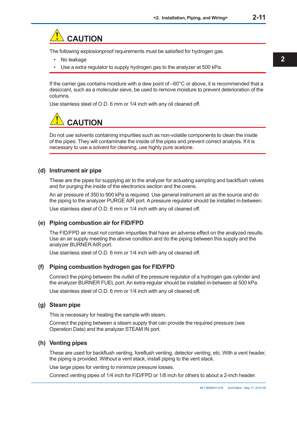 Caution | Yokogawa GC8000 Process Gas Chromatograph User Manual | Page 128 / 537