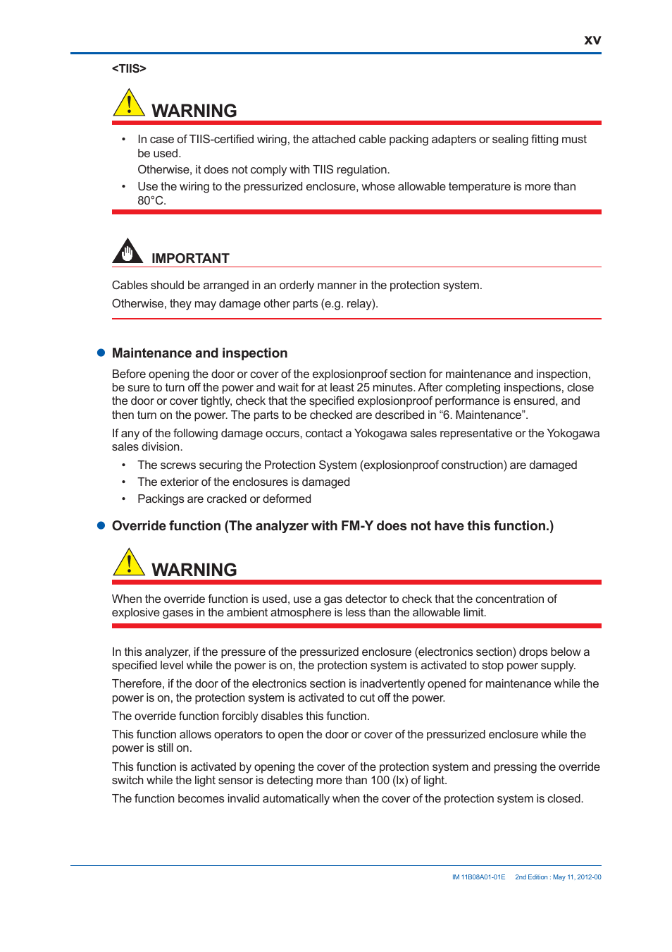 Warning | Yokogawa GC8000 Process Gas Chromatograph User Manual | Page 16 / 537