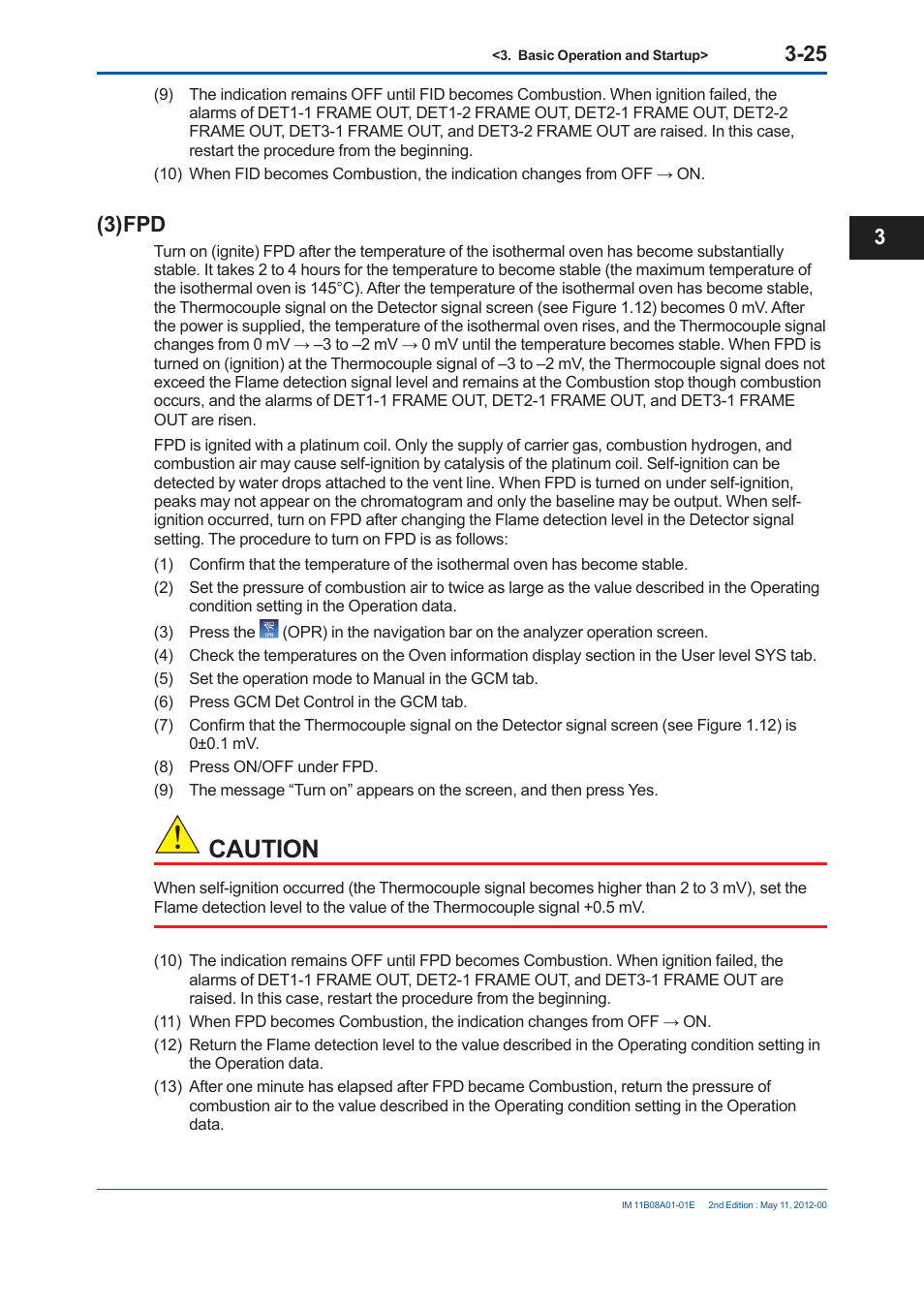 Caution, 3) fpd | Yokogawa GC8000 Process Gas Chromatograph User Manual | Page 176 / 537