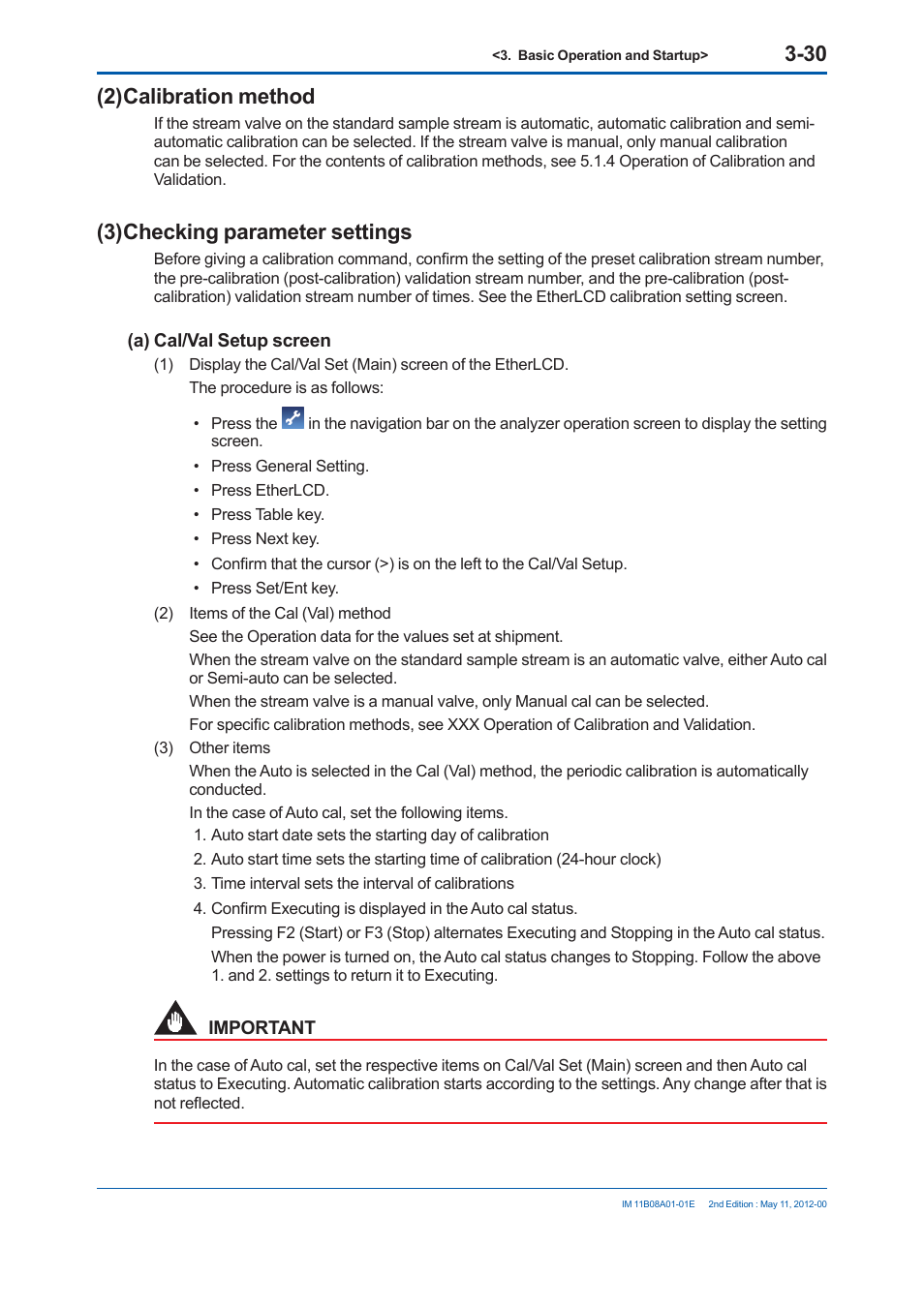 2) calibration method, 3) checking parameter settings | Yokogawa GC8000 Process Gas Chromatograph User Manual | Page 181 / 537