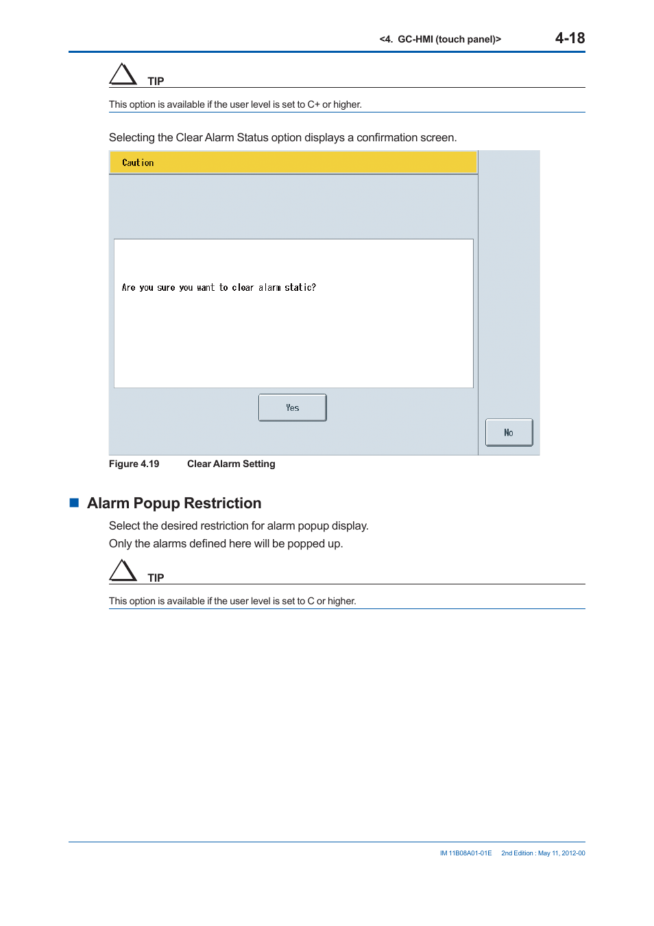 Alarm popup restriction | Yokogawa GC8000 Process Gas Chromatograph User Manual | Page 205 / 537