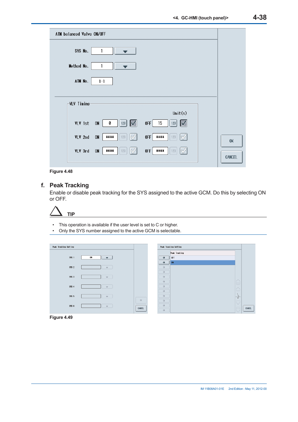 F. peak tracking | Yokogawa GC8000 Process Gas Chromatograph User Manual | Page 225 / 537