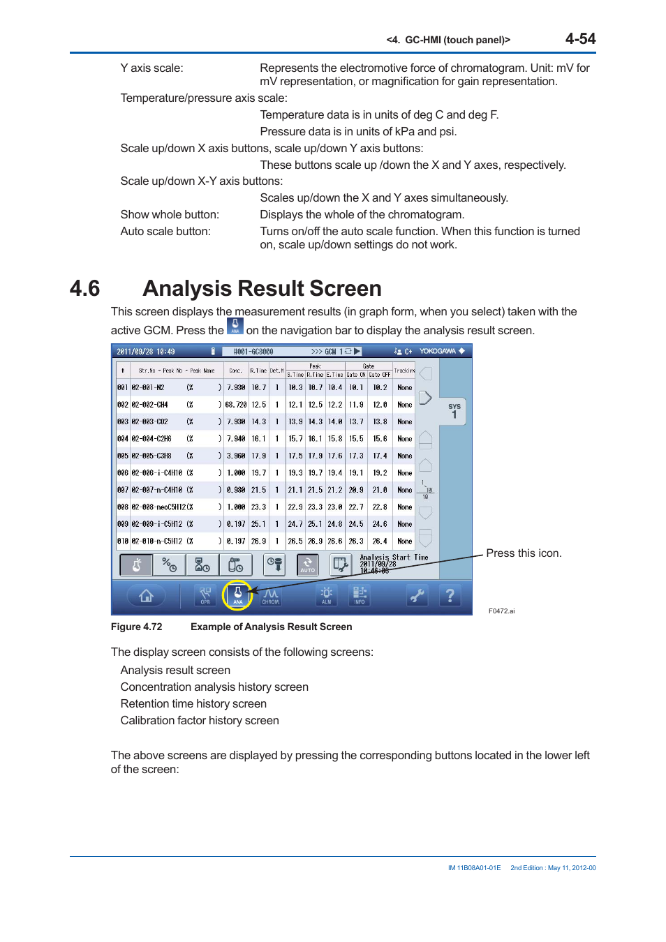 6 analysis result screen | Yokogawa GC8000 Process Gas Chromatograph User Manual | Page 241 / 537
