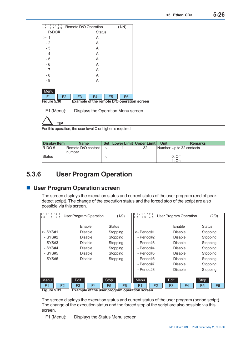 6 user program operation, User program operation screen | Yokogawa GC8000 Process Gas Chromatograph User Manual | Page 277 / 537