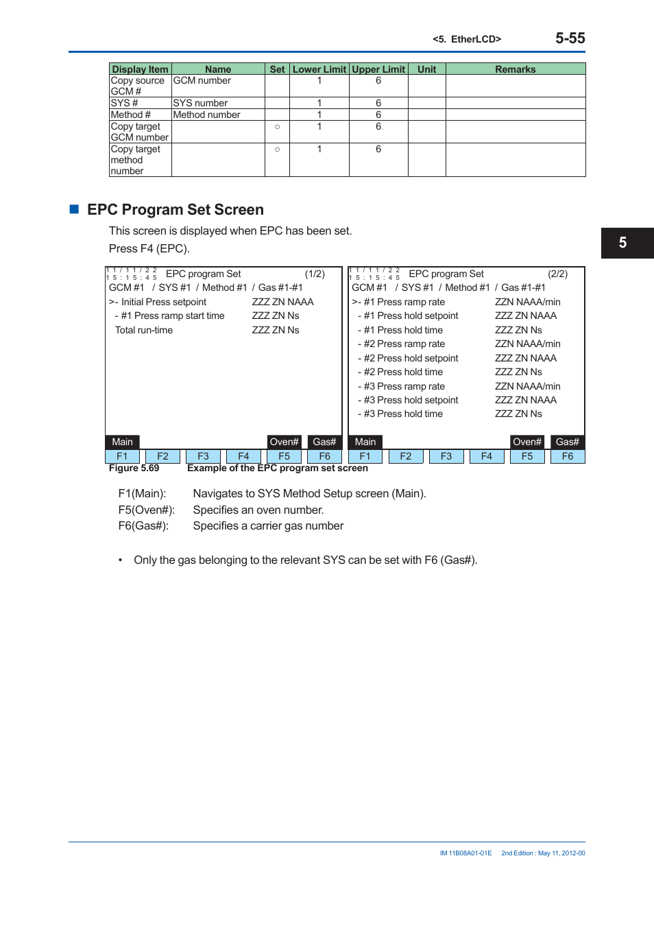 Epc program set screen | Yokogawa GC8000 Process Gas Chromatograph User Manual | Page 306 / 537