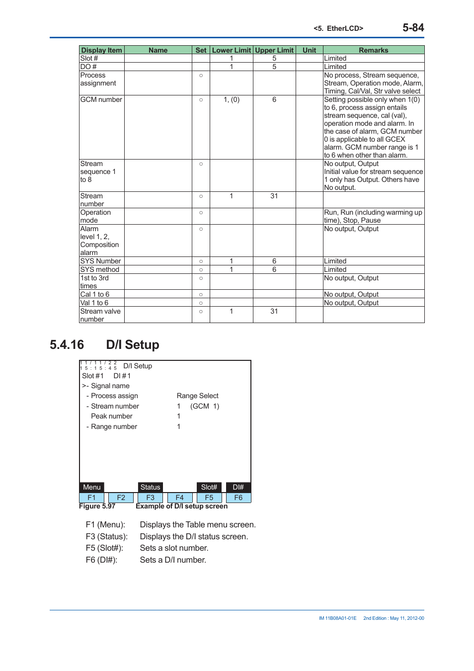 16 d/i setup | Yokogawa GC8000 Process Gas Chromatograph User Manual | Page 335 / 537