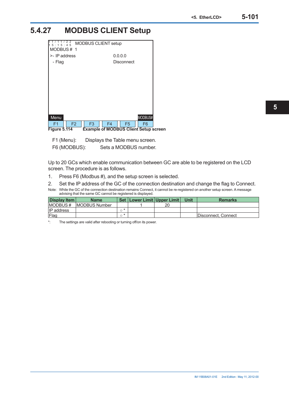 27 modbus client setup | Yokogawa GC8000 Process Gas Chromatograph User Manual | Page 352 / 537