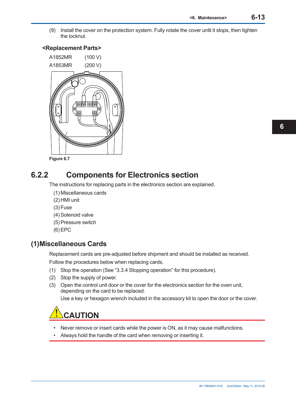 Caution, 1) miscellaneous cards | Yokogawa GC8000 Process Gas Chromatograph User Manual | Page 366 / 537