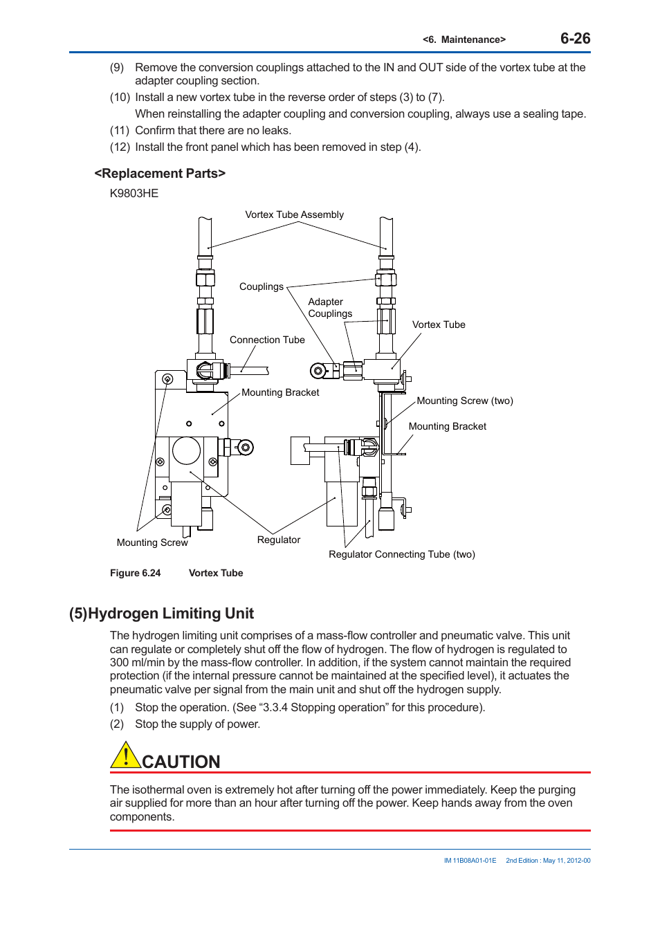 Caution, 5) hydrogen limiting unit, Replacement parts | Yokogawa GC8000 Process Gas Chromatograph User Manual | Page 379 / 537