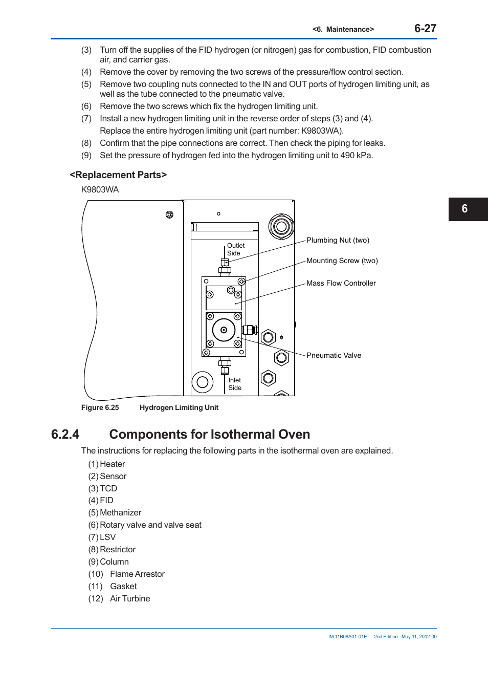 4 components for isothermal oven | Yokogawa GC8000 Process Gas Chromatograph User Manual | Page 380 / 537
