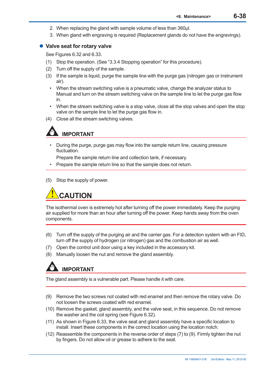 Caution | Yokogawa GC8000 Process Gas Chromatograph User Manual | Page 391 / 537