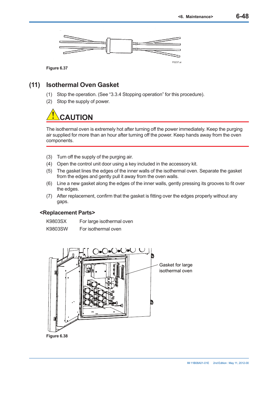Caution, 11) isothermal oven gasket | Yokogawa GC8000 Process Gas Chromatograph User Manual | Page 401 / 537