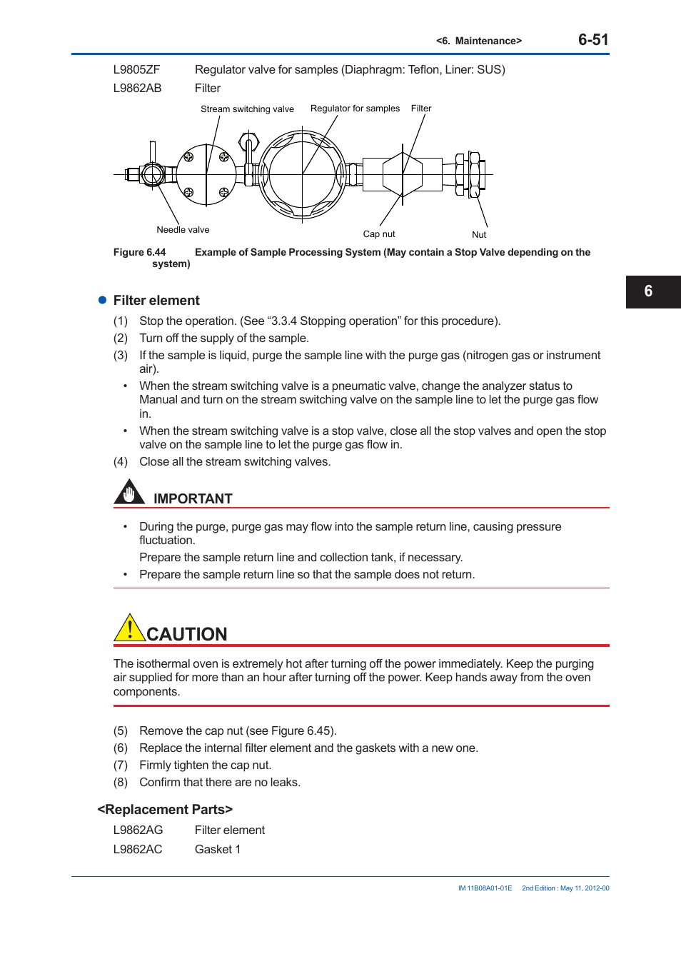 Caution | Yokogawa GC8000 Process Gas Chromatograph User Manual | Page 404 / 537