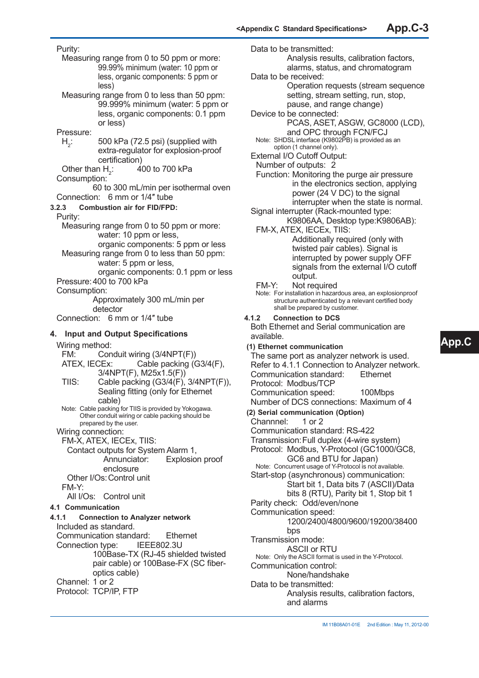 App.c-3, App.c | Yokogawa GC8000 Process Gas Chromatograph User Manual | Page 440 / 537