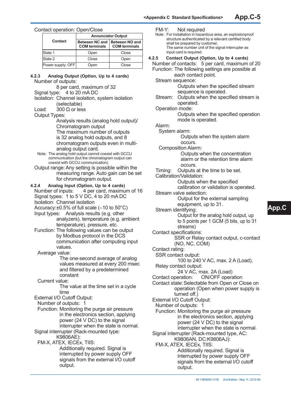 App.c-5, App.c | Yokogawa GC8000 Process Gas Chromatograph User Manual | Page 442 / 537