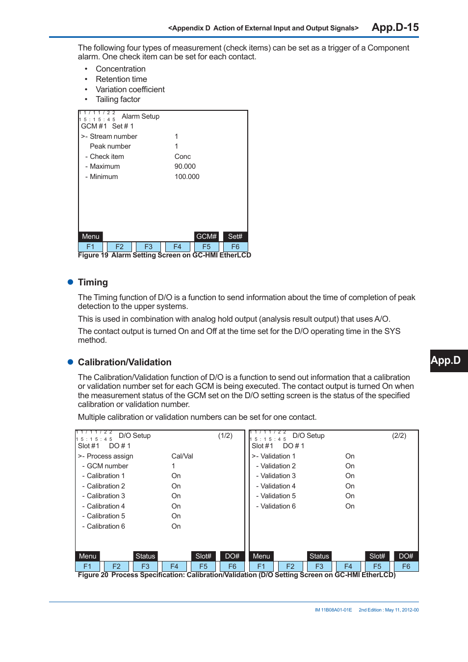 App.d-15, App.d, Timing | Calibration/validation | Yokogawa GC8000 Process Gas Chromatograph User Manual | Page 460 / 537