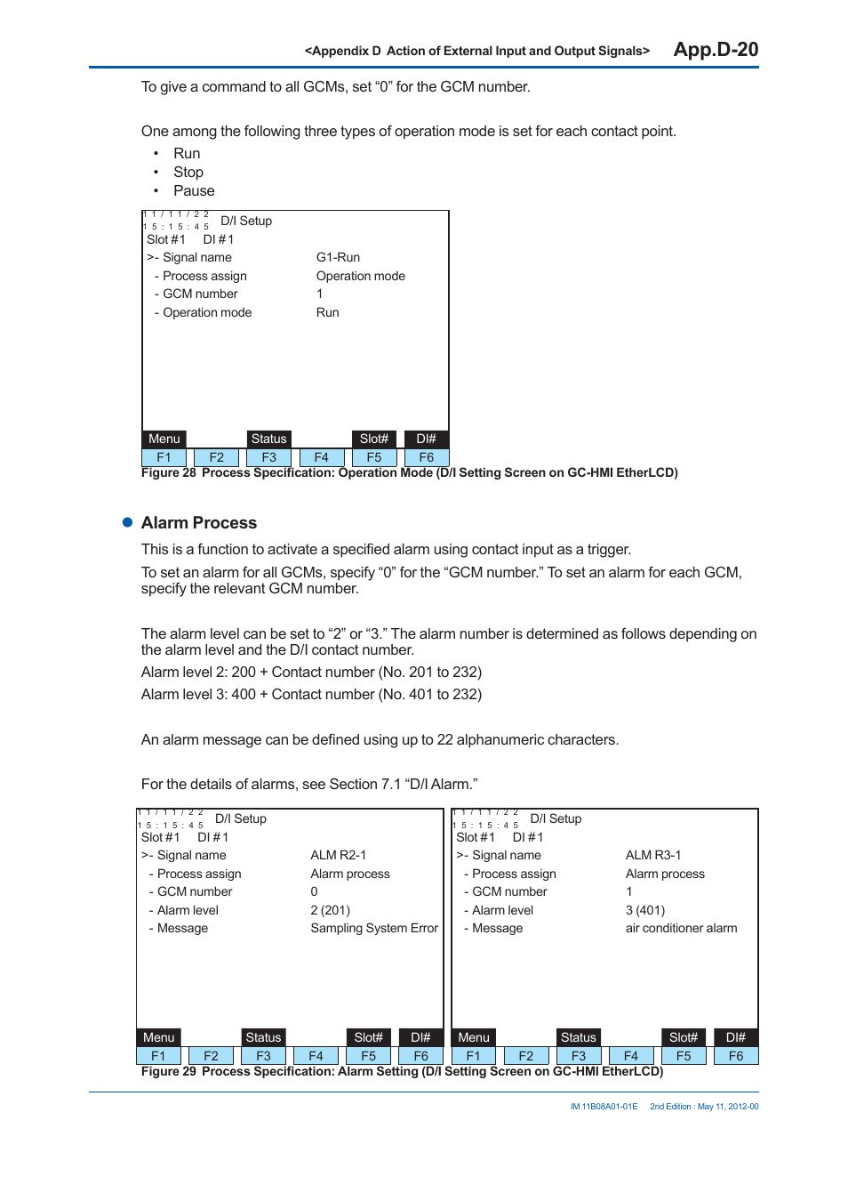 App.d-20, Alarm process | Yokogawa GC8000 Process Gas Chromatograph User Manual | Page 465 / 537