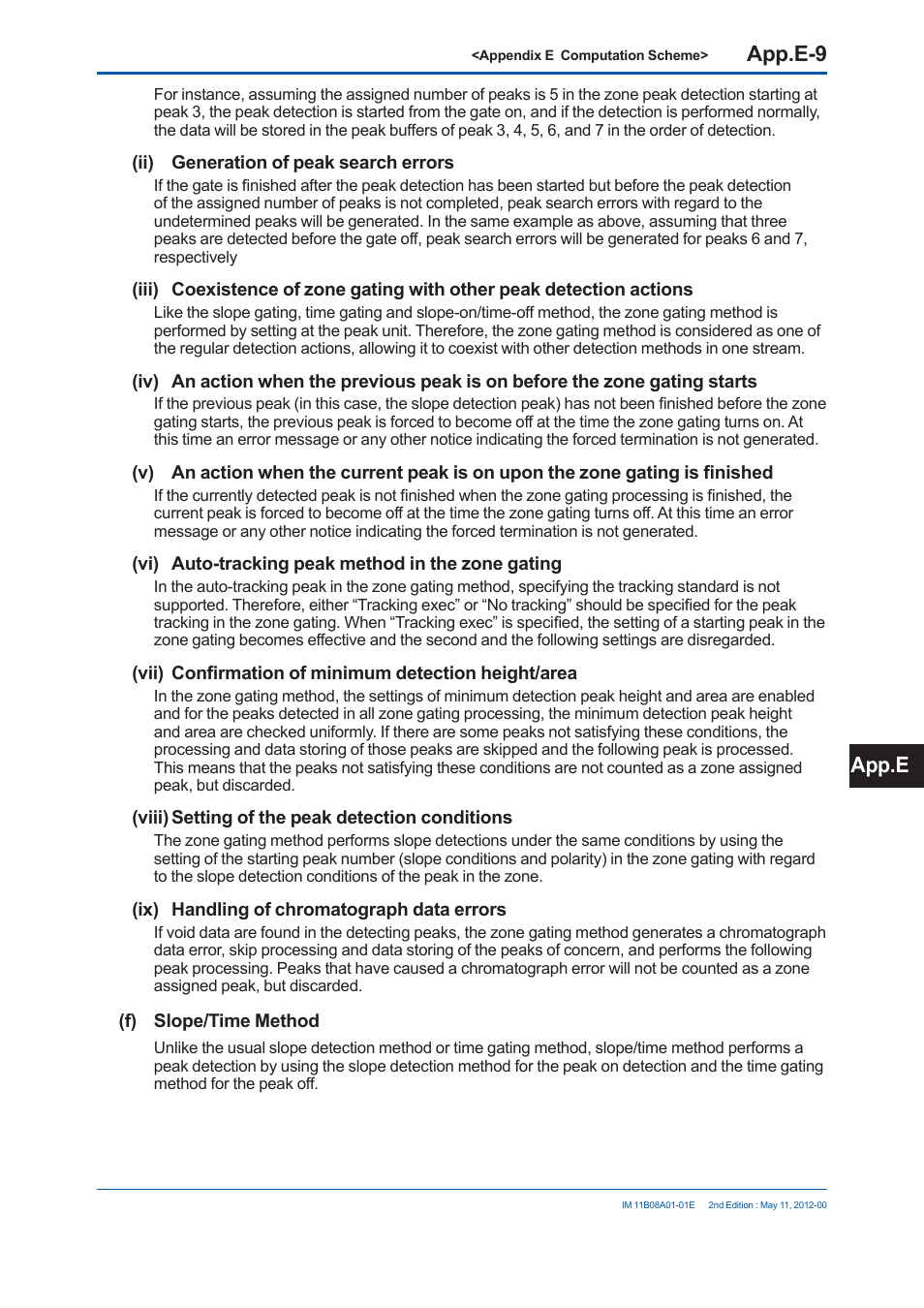 App.e-9, App.e | Yokogawa GC8000 Process Gas Chromatograph User Manual | Page 482 / 537