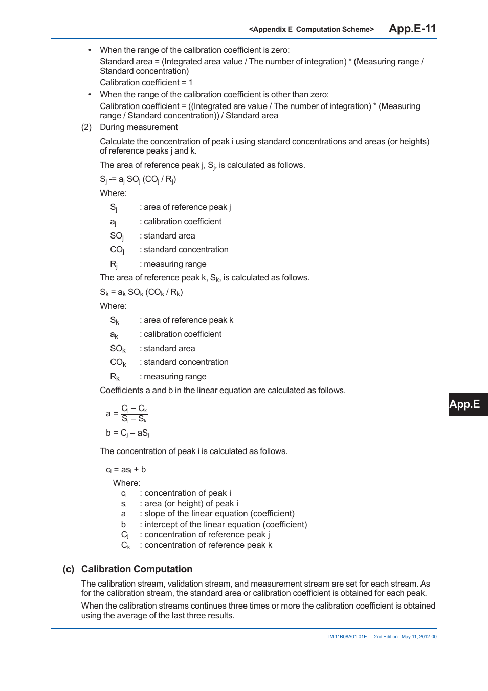 App.e-11, App.e, C) calibration computation | Yokogawa GC8000 Process Gas Chromatograph User Manual | Page 484 / 537