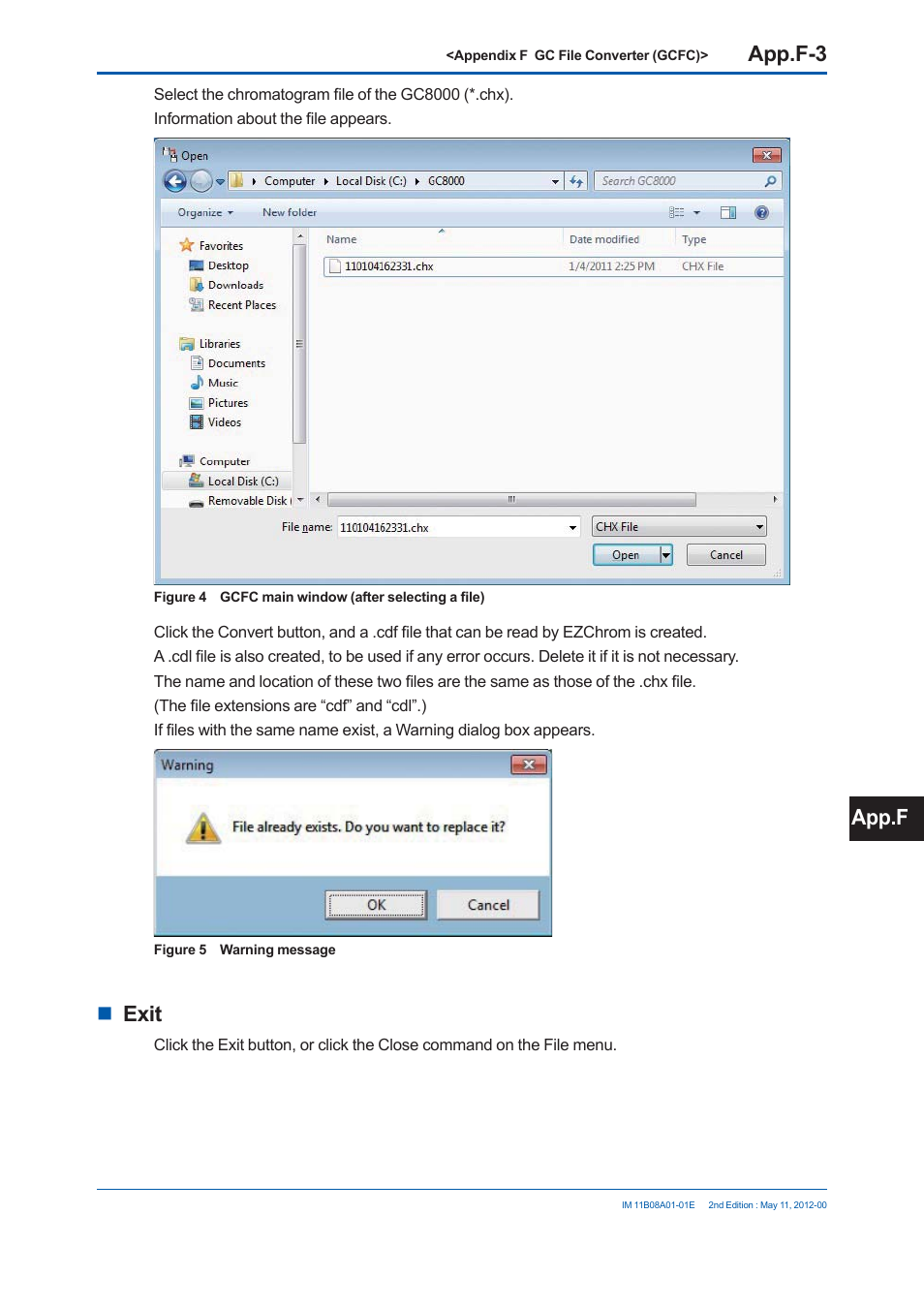 App.f-3, Exit, App.f | Yokogawa GC8000 Process Gas Chromatograph User Manual | Page 498 / 537