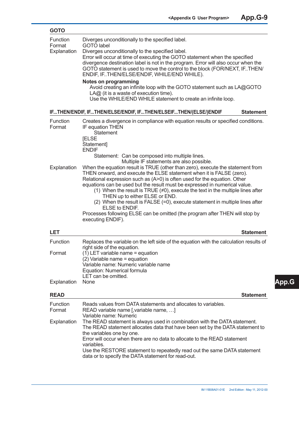 App.g-9, App.g | Yokogawa GC8000 Process Gas Chromatograph User Manual | Page 508 / 537