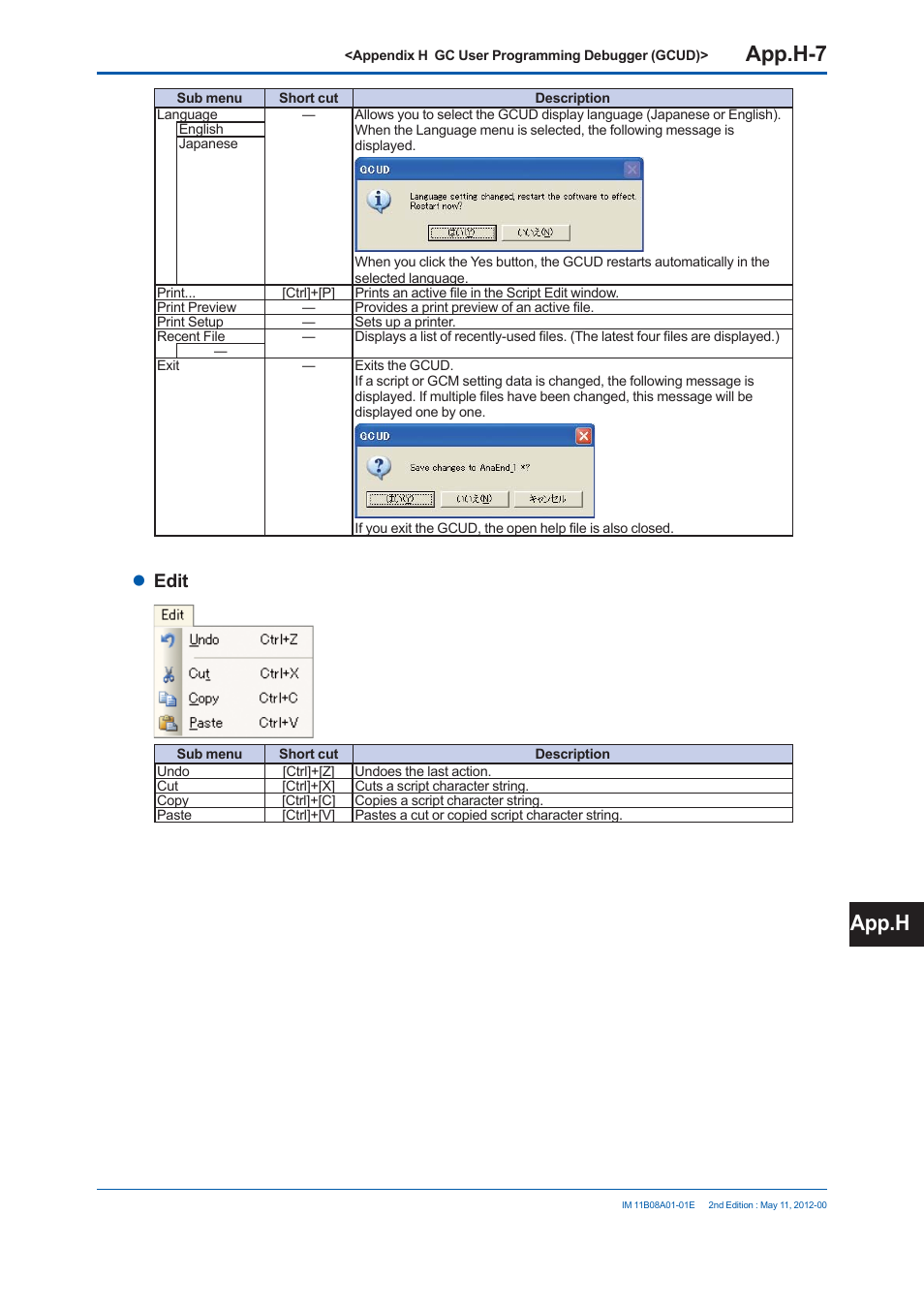 App.h-7, App.h, Edit | Yokogawa GC8000 Process Gas Chromatograph User Manual | Page 524 / 537
