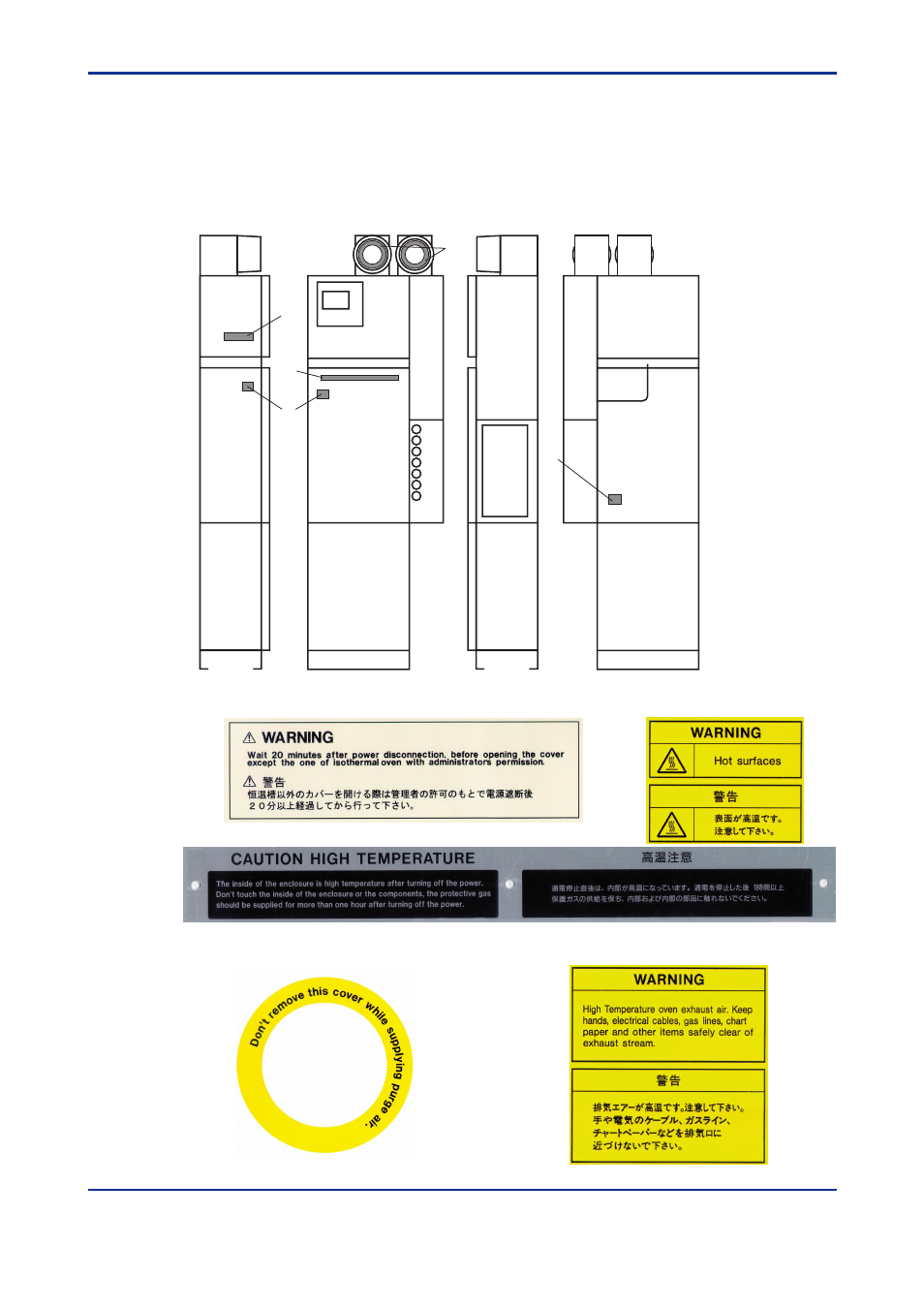 U warning/caution labels, Warning/caution labels | Yokogawa GC1000 Mark II Process Gas Chromatograph User Manual | Page 4 / 77